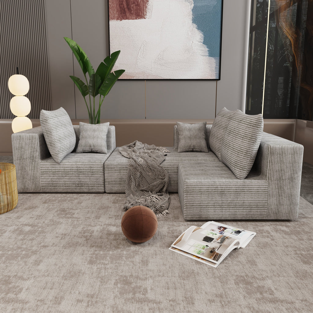 Corner combination sofa, sectional sofa ,couch sofa,sofa bed, made of high-density sponge and soft plush fabric, with multiple combinations available(gray)