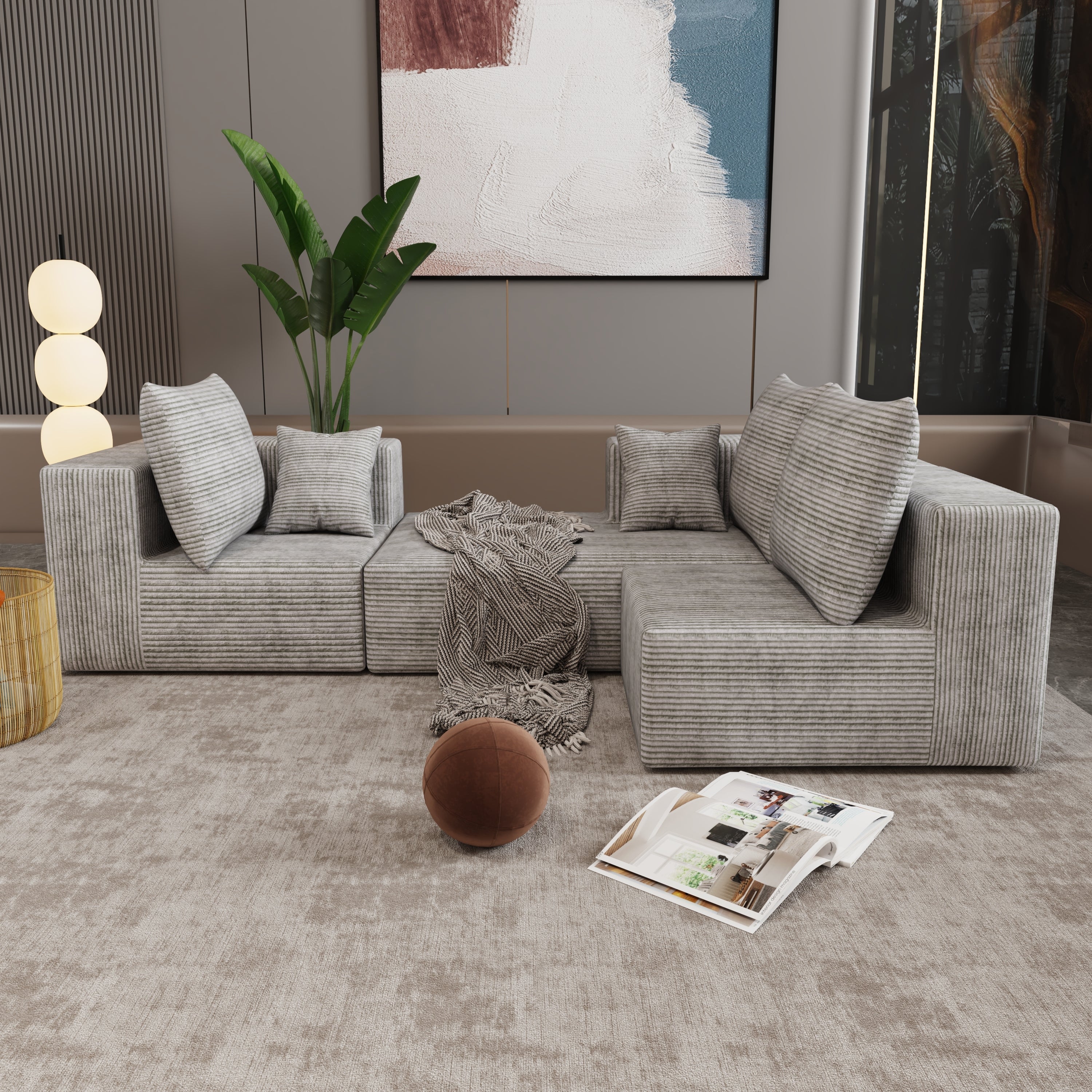 Corner combination sofa, sectional sofa ,couch sofa,sofa bed, made of high-density sponge and soft plush fabric, with multiple combinations available(gray)