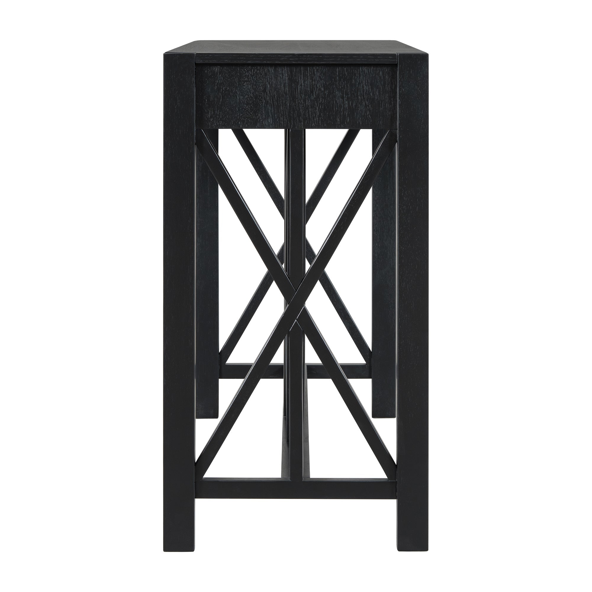 U_Style 60''Acacia Veneer Console Table with 4 Spacious Drawers, Modern Crisscross Design Entryway Table with Open Bottom Storage,Farmhouse Sofa Table for Living Room,Kitchen,Dining Room,Hallway