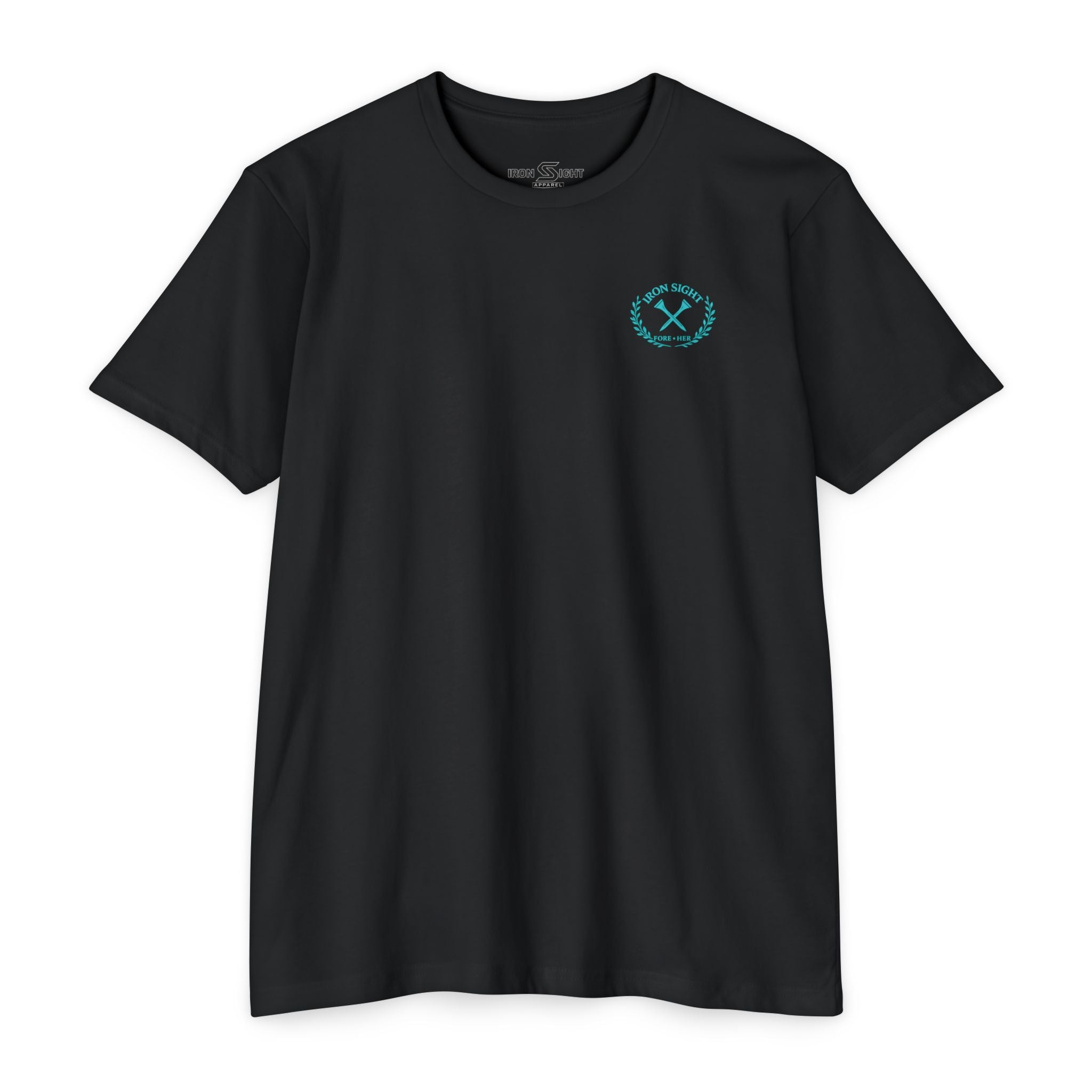 Beachfront Golf Club Stamp T-Shirt — Female Golfer Tropical Iron Sight Design