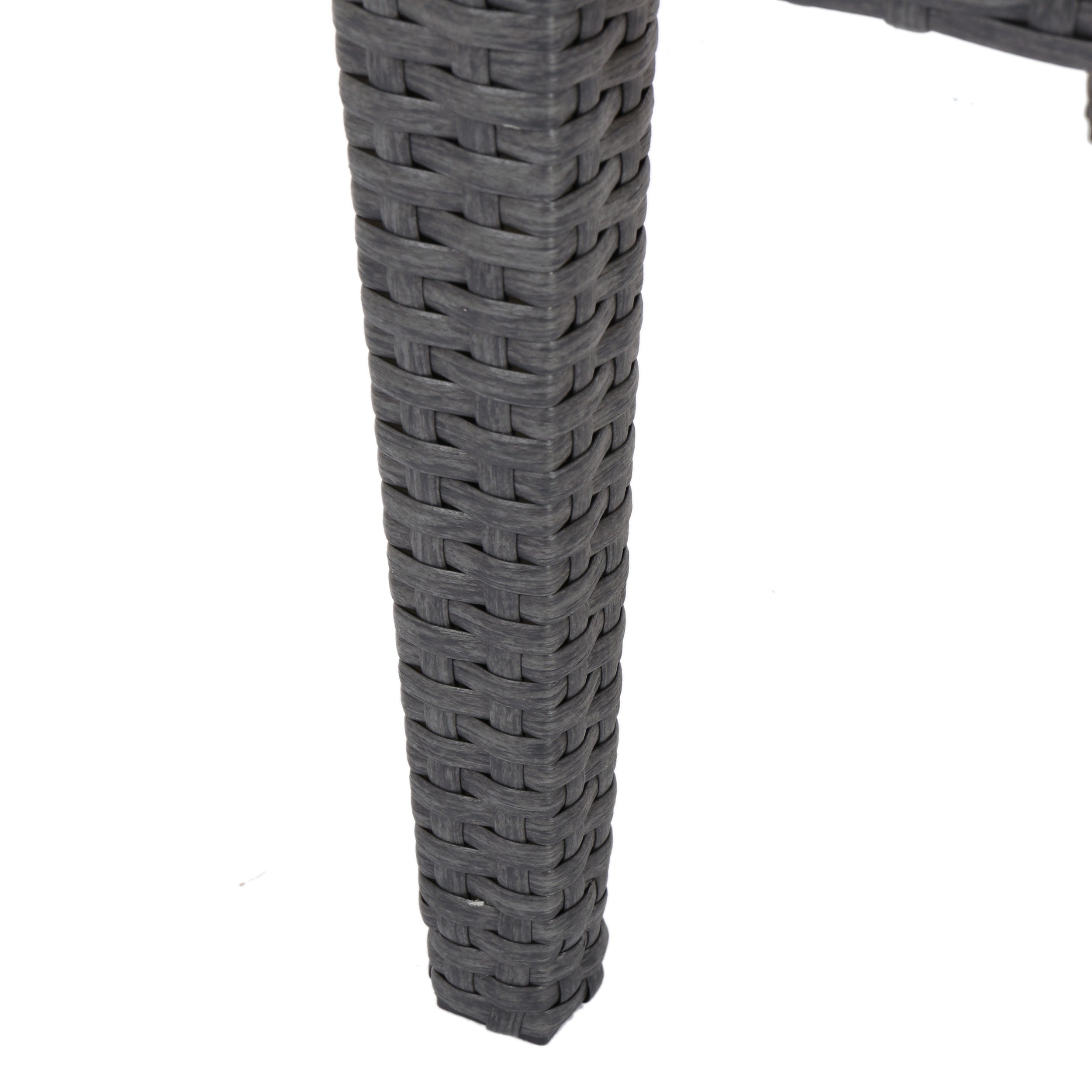 Outdoor Antibes Wicker Side Table Grey Accent Table with Glass Top