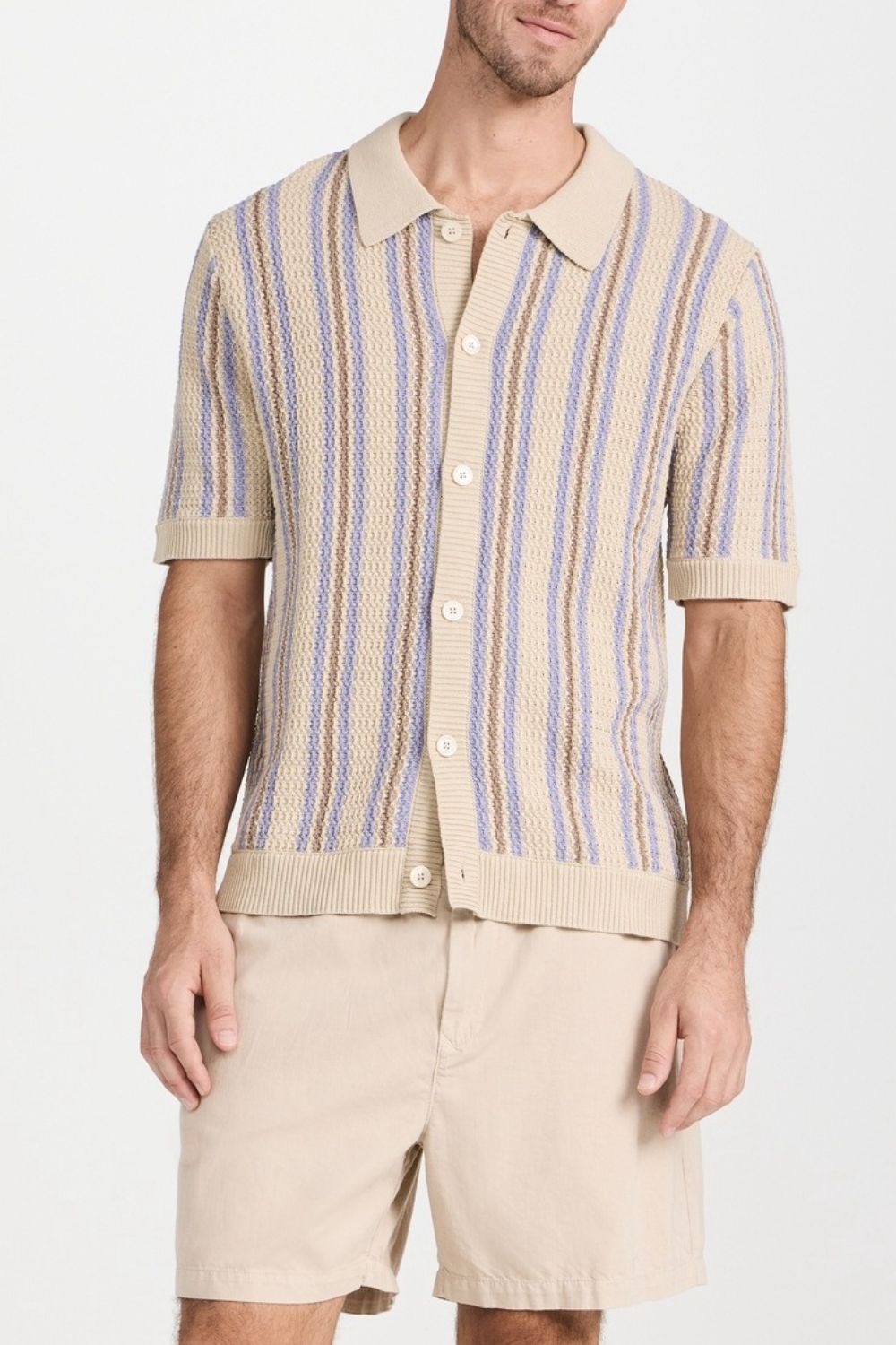 Striped Button Down Short Sleeve Shirt
