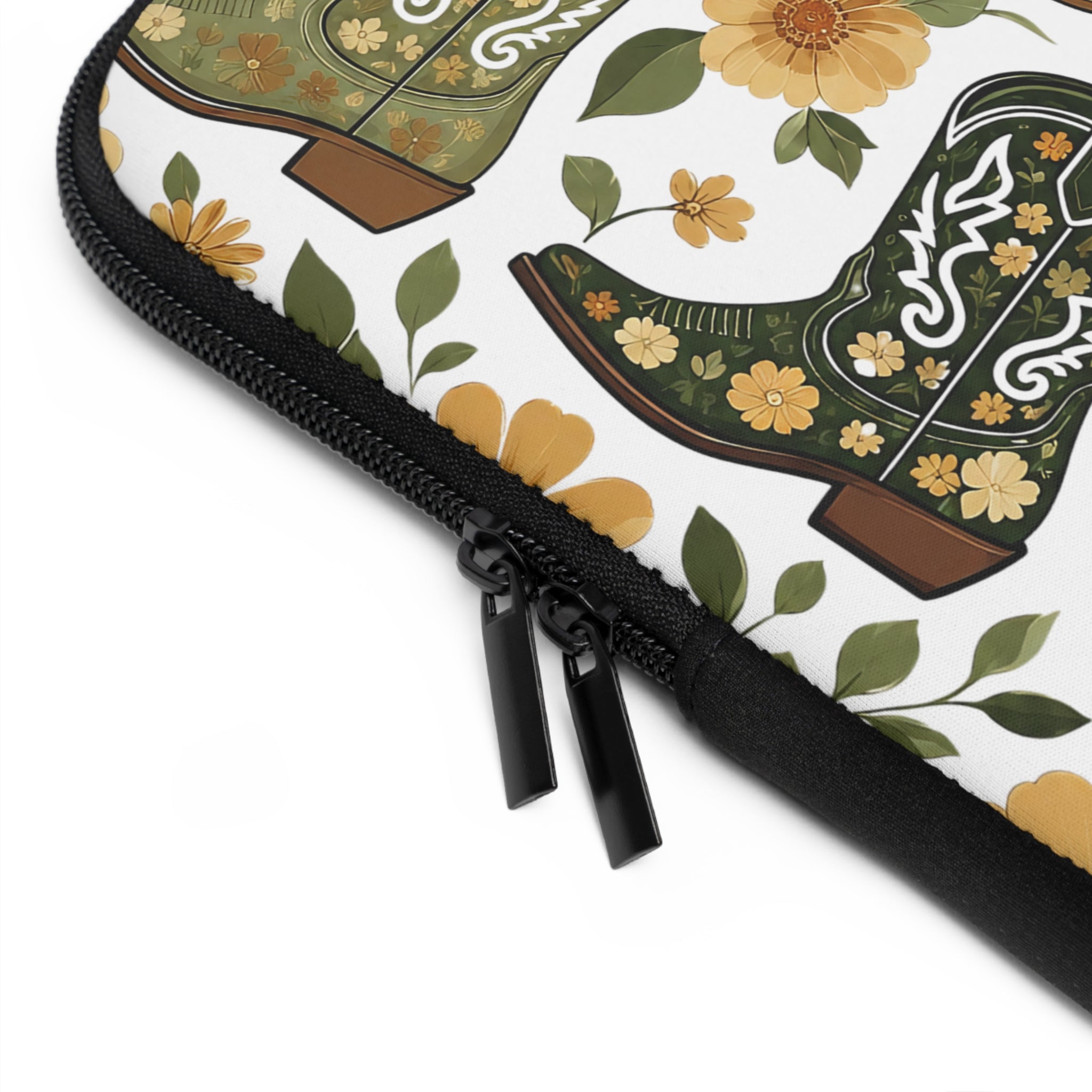 Vintage Cowboy Boot Laptop Sleeve | Golden Western Floral Tech Cover