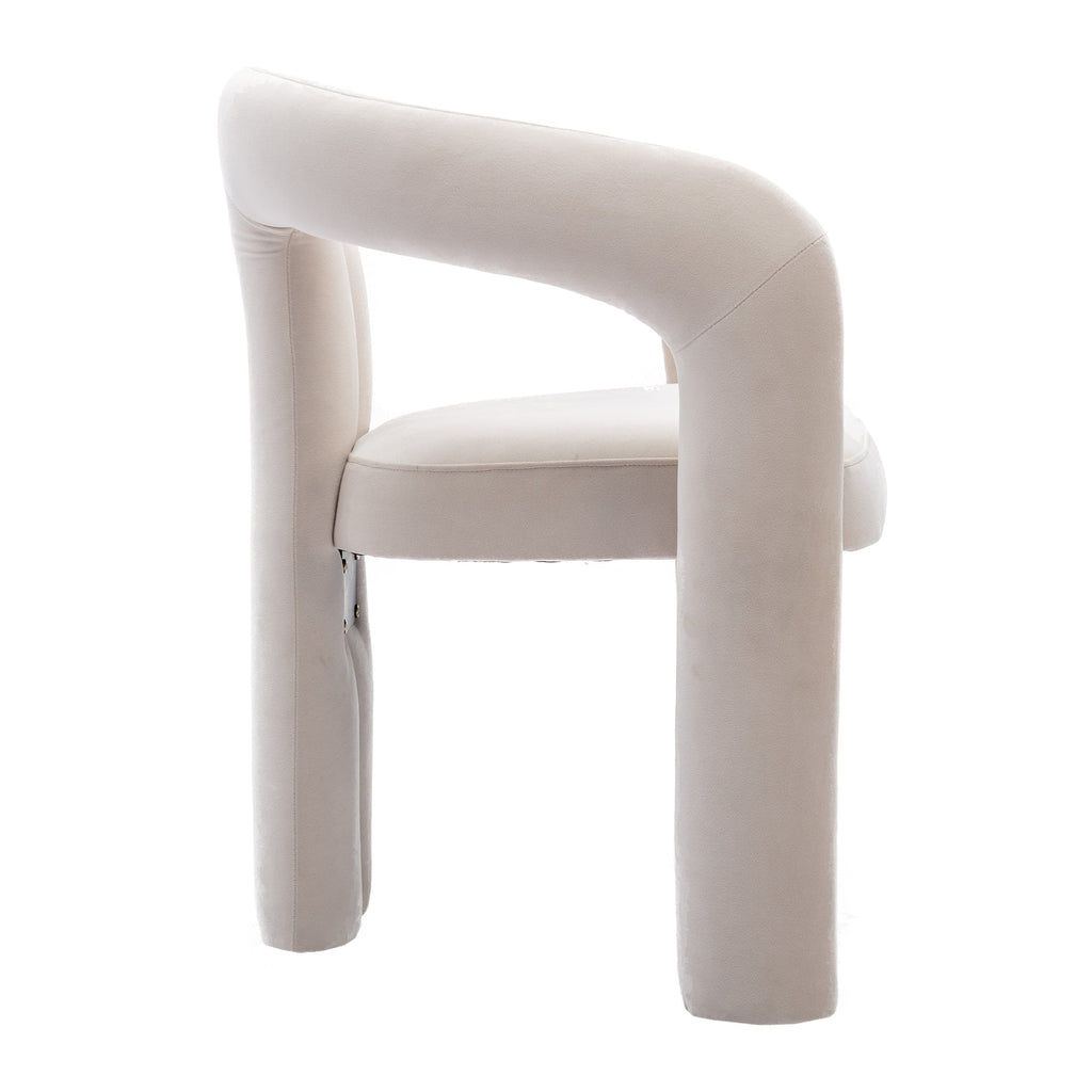 Contemporary Designed Velvet Fabric Upholstered Accent/Dining Chair /Barrel Side Chairs Kitchen Armchair for Living Room set of 2 (Beige Velvet)