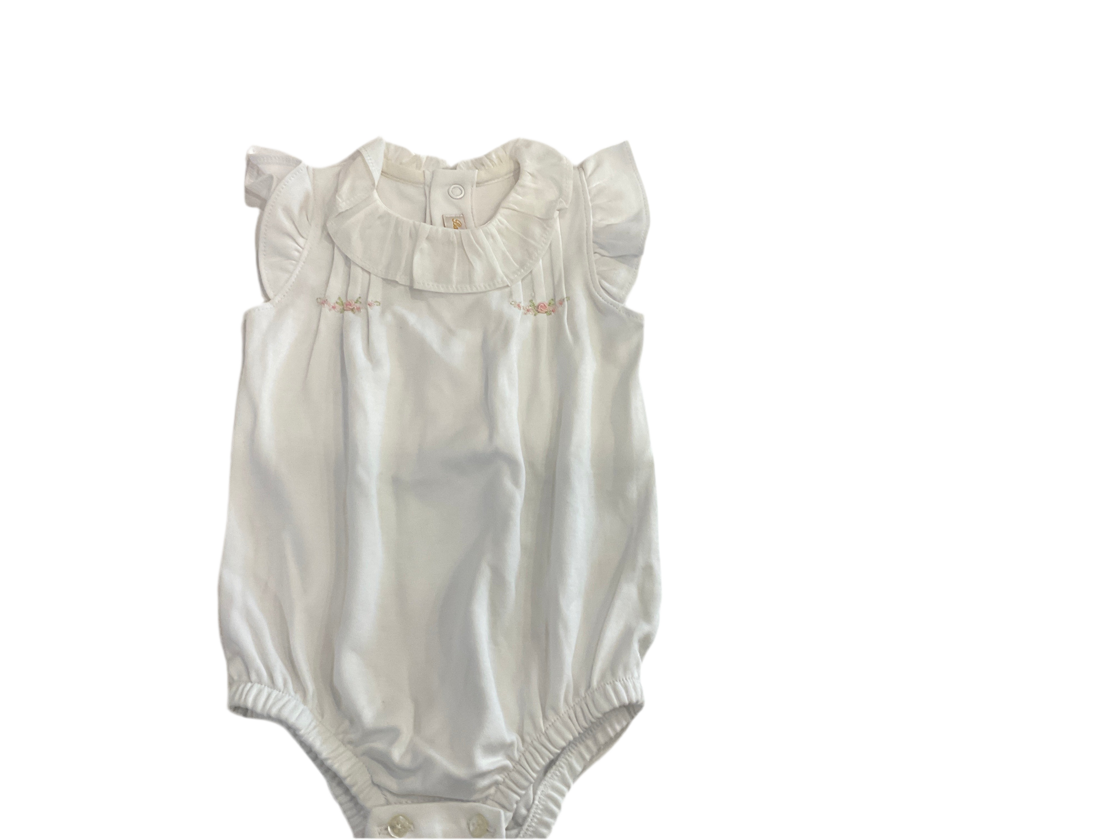 Baby Club Chic - White with Pink Rose Jumper