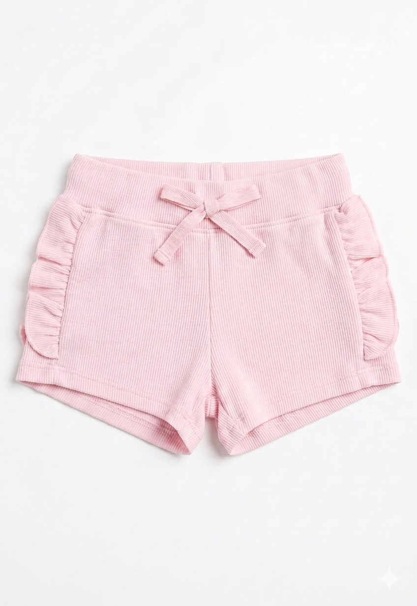 COZII - Ruffle Side Short, Baby Pink