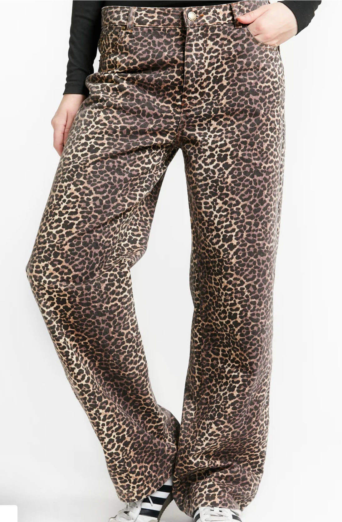 Indee - Low Waist 5 Pocket Jean Trousers, Leopard