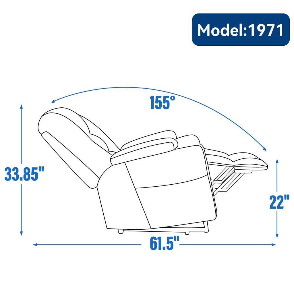 Power Lift Recliner Chair with Massage and Heat for Elderly, Overstuffed Wide Recliners, Heavy Duty Motion Mechanism with USB and Type C Ports, 2 Steel Cup Holders, Light Grey
