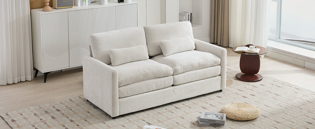 68.1' Cozy Upholstered Loveseat Sofa Oversized Comfy Comfy Cloud Sofa Double Cushion Loveseat Sofa Plush Cushion Sofa Couch for Living Room, Beige