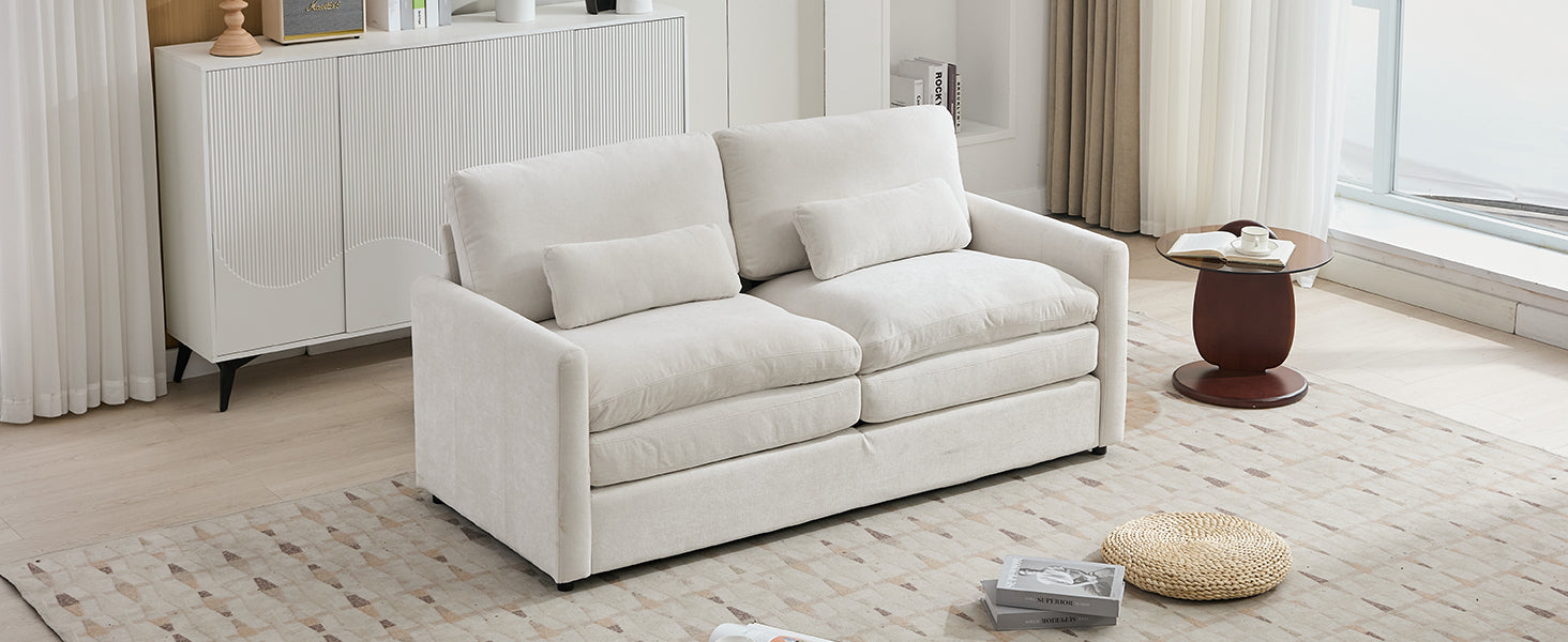 68.1' Cozy Upholstered Loveseat Sofa Oversized Comfy Comfy Cloud Sofa Double Cushion Loveseat Sofa Plush Cushion Sofa Couch for Living Room, Beige