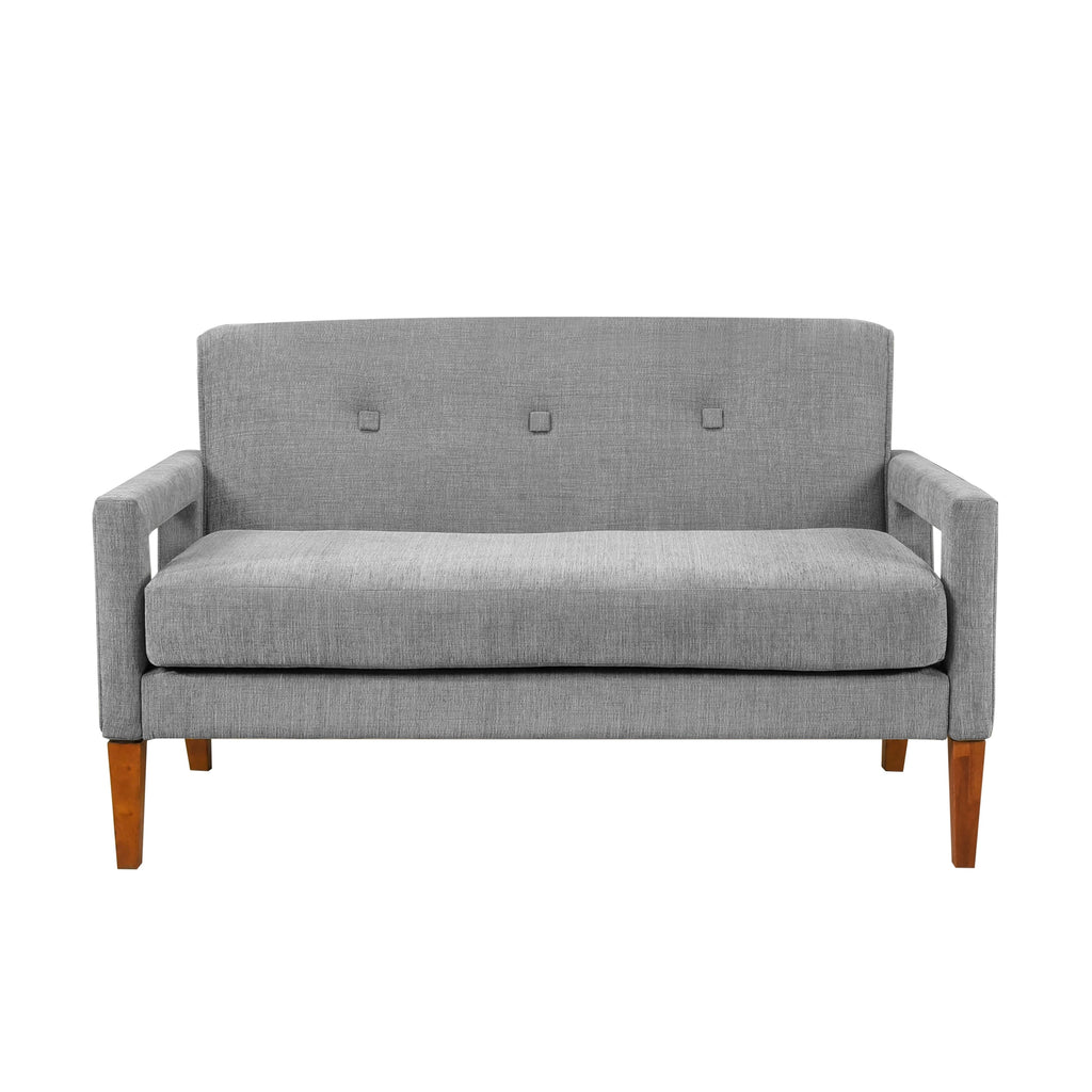 Modern Living Room Furniture Loveseat Gray Chenille Upholstery Pocket Coils Solid Wood Legs Furniture 1pc