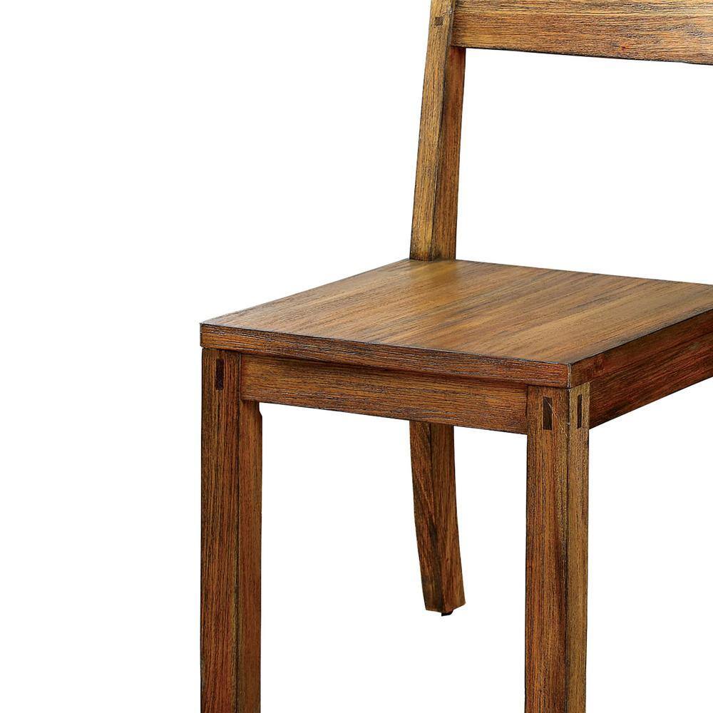 Dark Oak Rustic Style Solid wood Kitchen Set of 2pc Dining Chairs Panel Back Chairs Dining Room