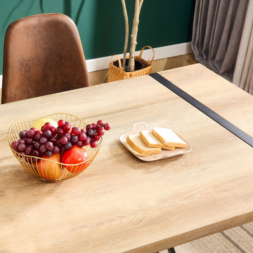Rustic Industrial Rectangular Wood Dining Table For 4-6 Person, With 1.5' Thick Engineered Wood color Tabletop and Black Metal Legs,Desk For Kitchen Dining Living Room, 55.1' x 31.4'x 29.9'1529W115172
