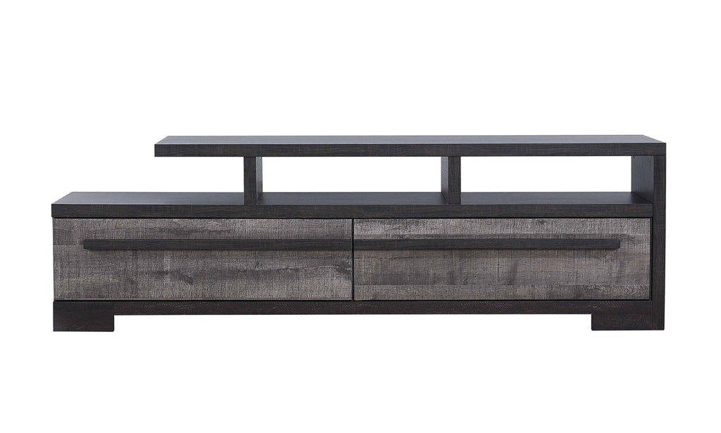 1pc Entertainment Console Modern Design Black Grey Wood Finish Open Shelf Two Spacious Drawers TV Stand