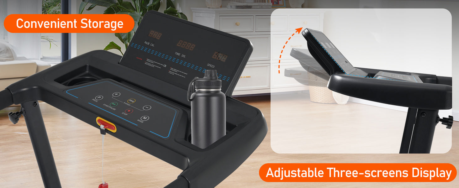 Folding Treadmills for Home Small, 3.0HP Portable Treadmill with 8% Incline,10MPH Walking Pad with Incline, 300 LBS Walking Pad Treadmills with Bluetooth, Heart Rate Sensors,Charge Station