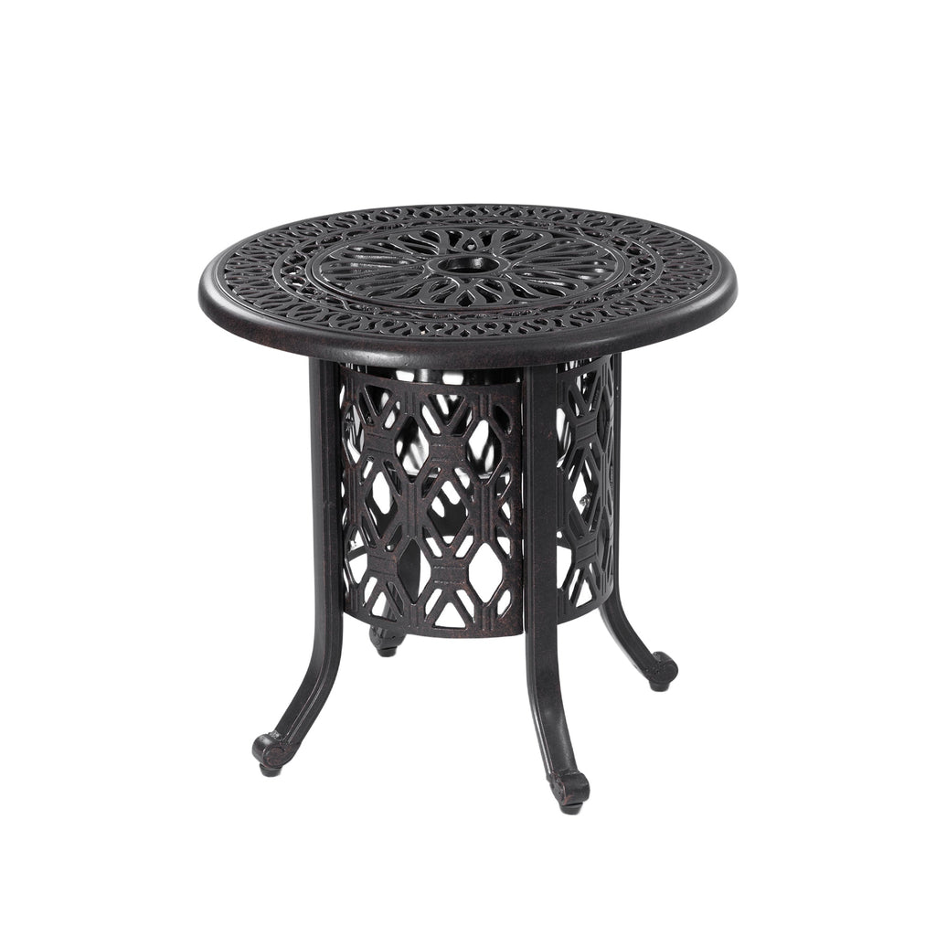 21-Inch Side Table with Removable Ice Bucket, Antique Bronze Aluminum Frame, Hand-Brushed Finish, Food-Grade Stainless Steel Bucket for Indoor & Outdoor Use