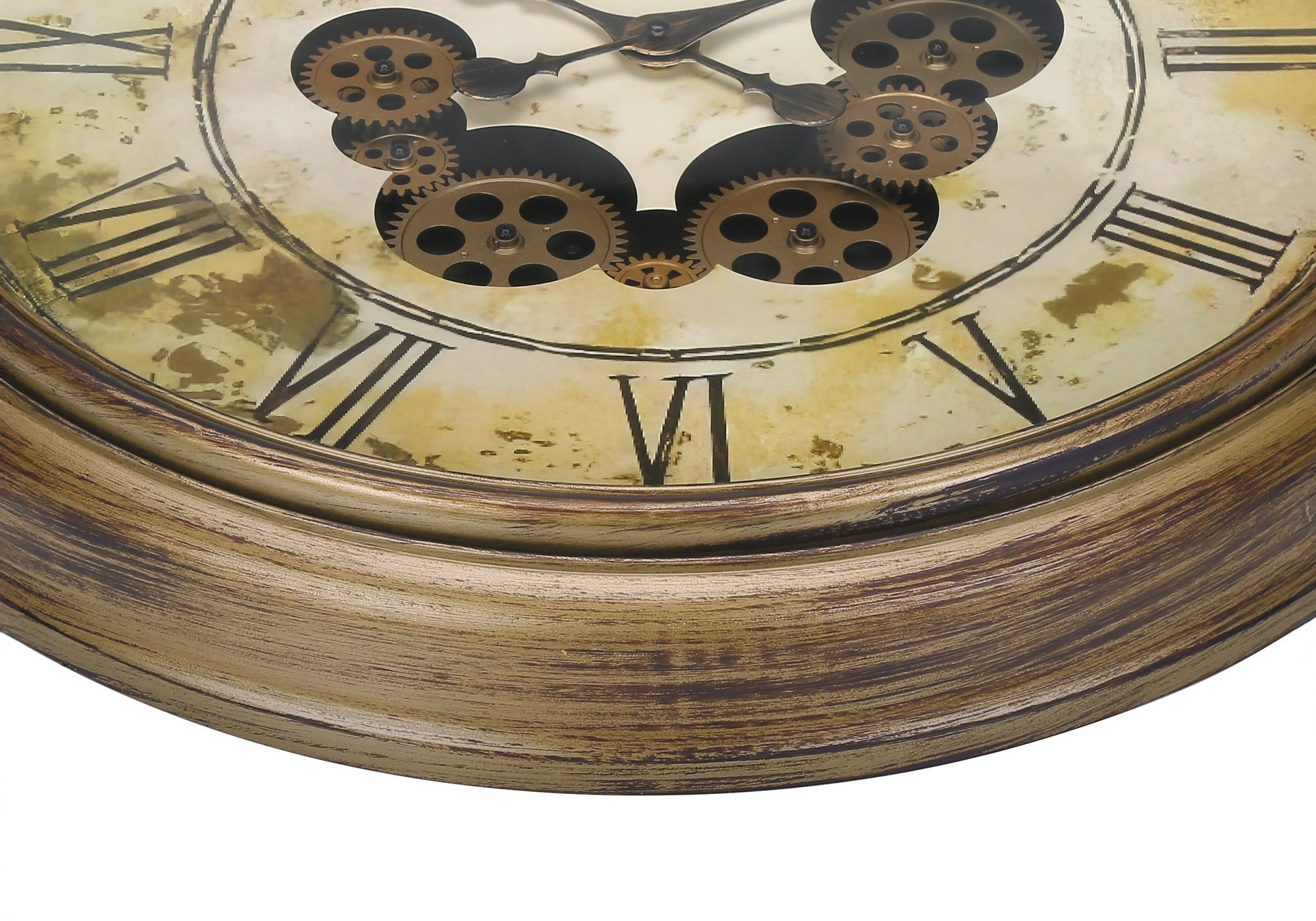Clocks, 23' Round, Gear Mechanism, Wall Clock, Antique Brown, Transitional