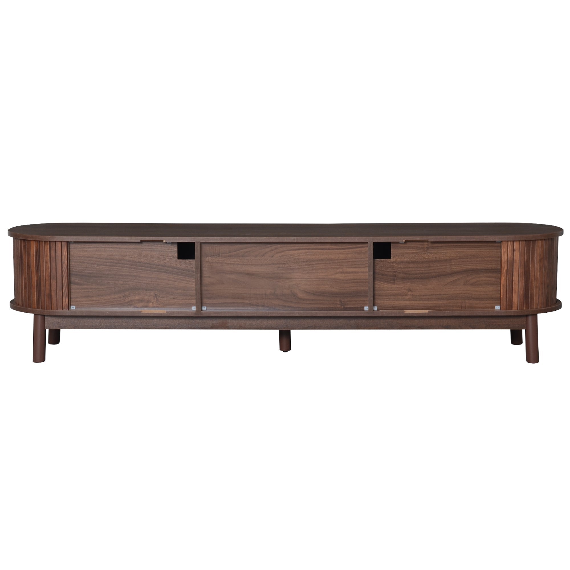 Modern Design TV Stand for 75' TVs, Media Console TV Cabinet with Rattan-Front Drawer for Living Room, 1 Drawer and 2 Sliding-Door Cabinets