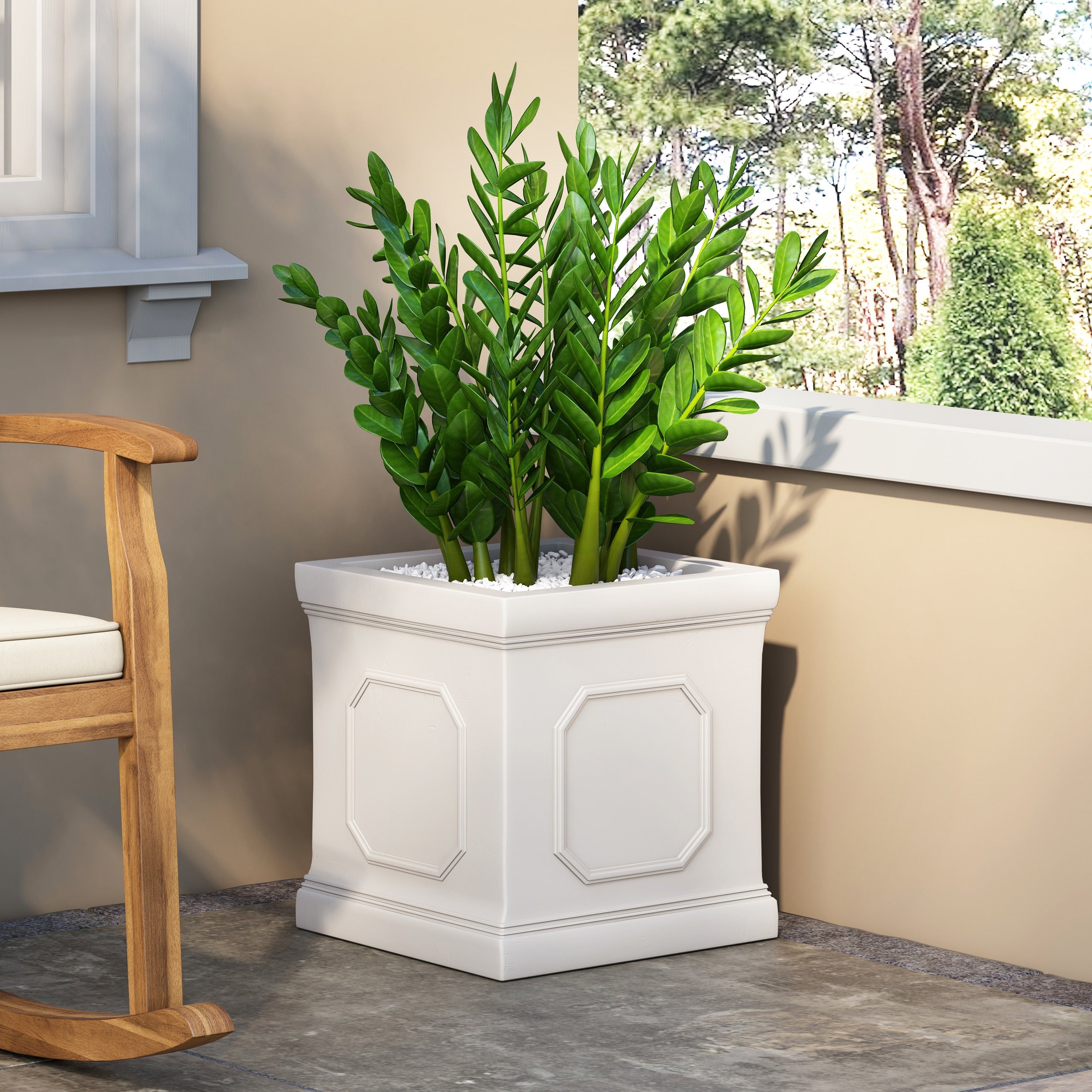 17.75 x 18.50 Antique White MGO Planter