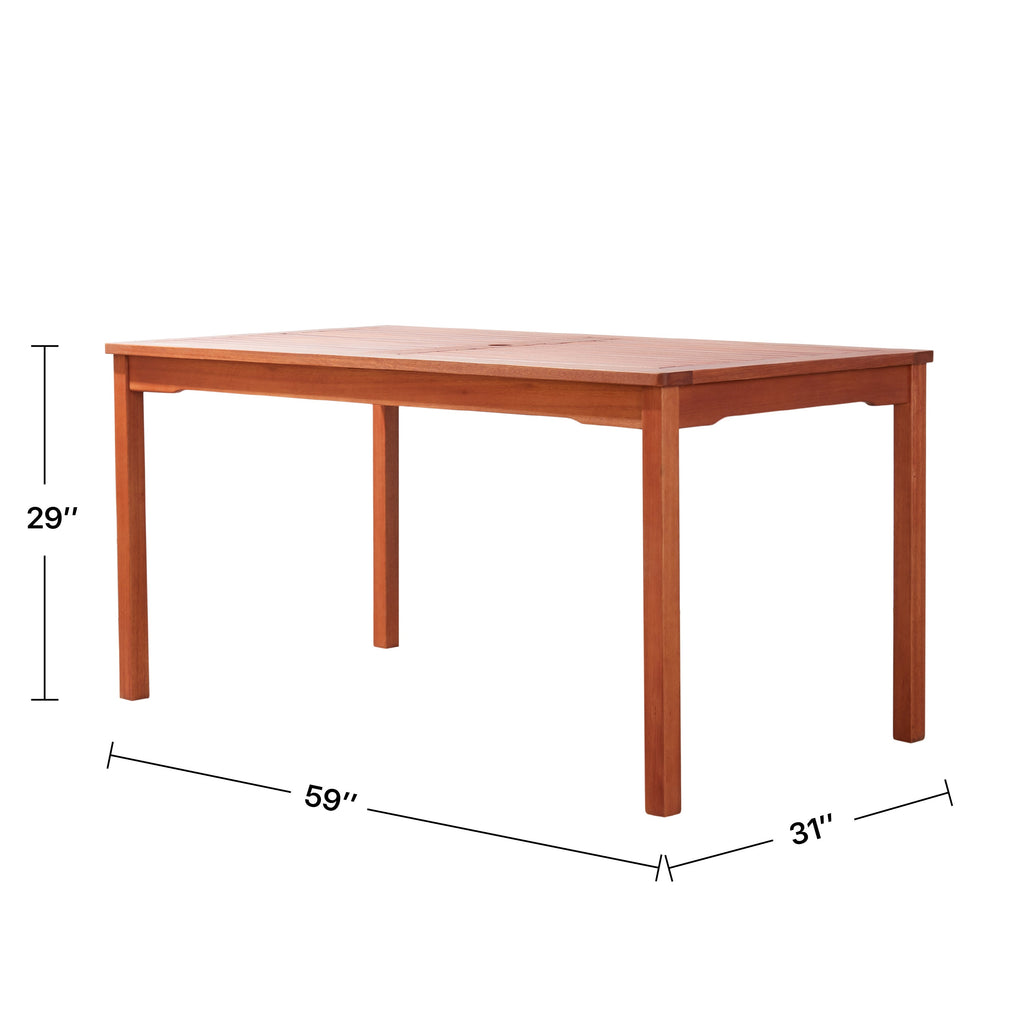 Caladesi Reddish Brown Rectangular Coastal Wood Patio Dining Table for 6 Seaters