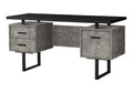 Computer Desk, Home Office, Laptop, Left, Right Set-up, Storage Drawers, 60'l, Work, Black And Grey Concrete Laminate, Black Metal, Contemporary, Modern