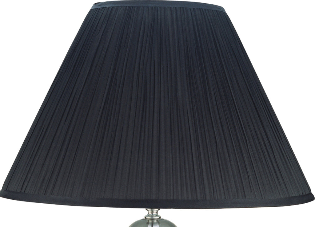 1pc Elegant Crafted Table Lamp Glossy Gray Base Contrasting Metallic Details Pleated Shade Modern Look Porcelain Rotary Switch, 100WATT Black
