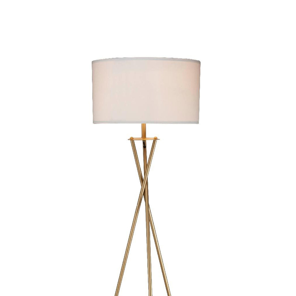 64.5' Tall 'Ester' Mid-Century Metal Floor Lamp, Hourglass Design, Matte Gold