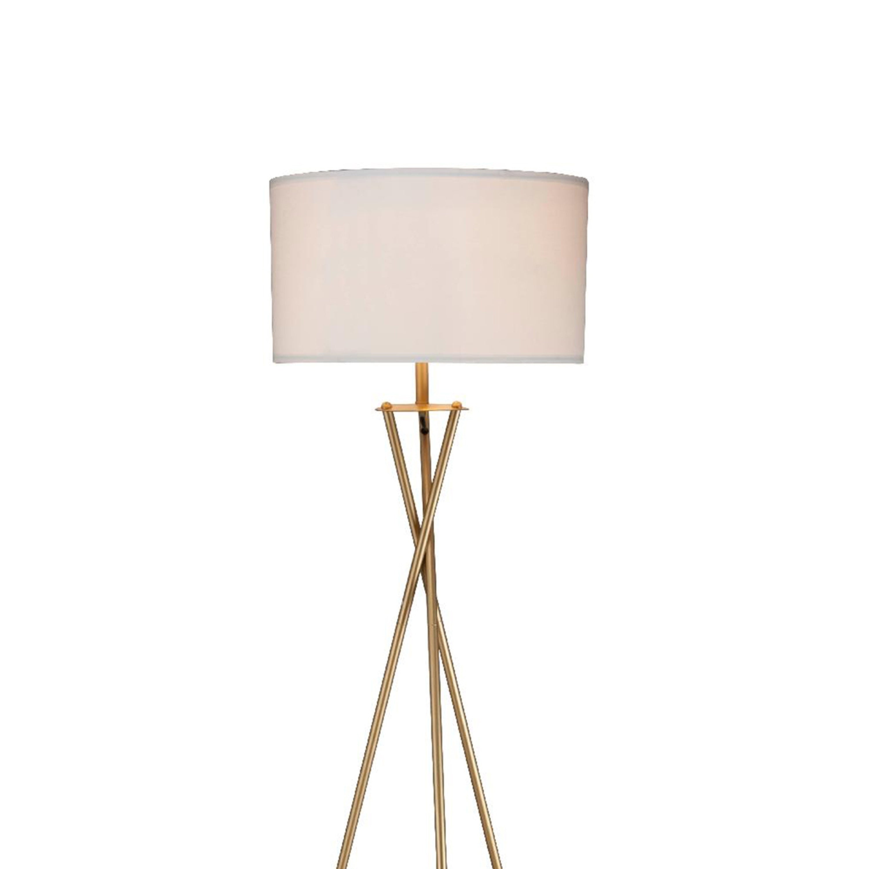 64.5' Tall 'Ester' Mid-Century Metal Floor Lamp, Hourglass Design, Matte Gold