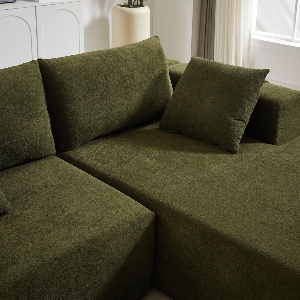 Modern Chenille Upholstered Sectional Sofa Couch Set,Modular 108' L Shaped Sectional Living Room Sofa Set With 6 Pillows,Free Combination Sofa Couch for Living Room,Bedroom(Right Chaise)