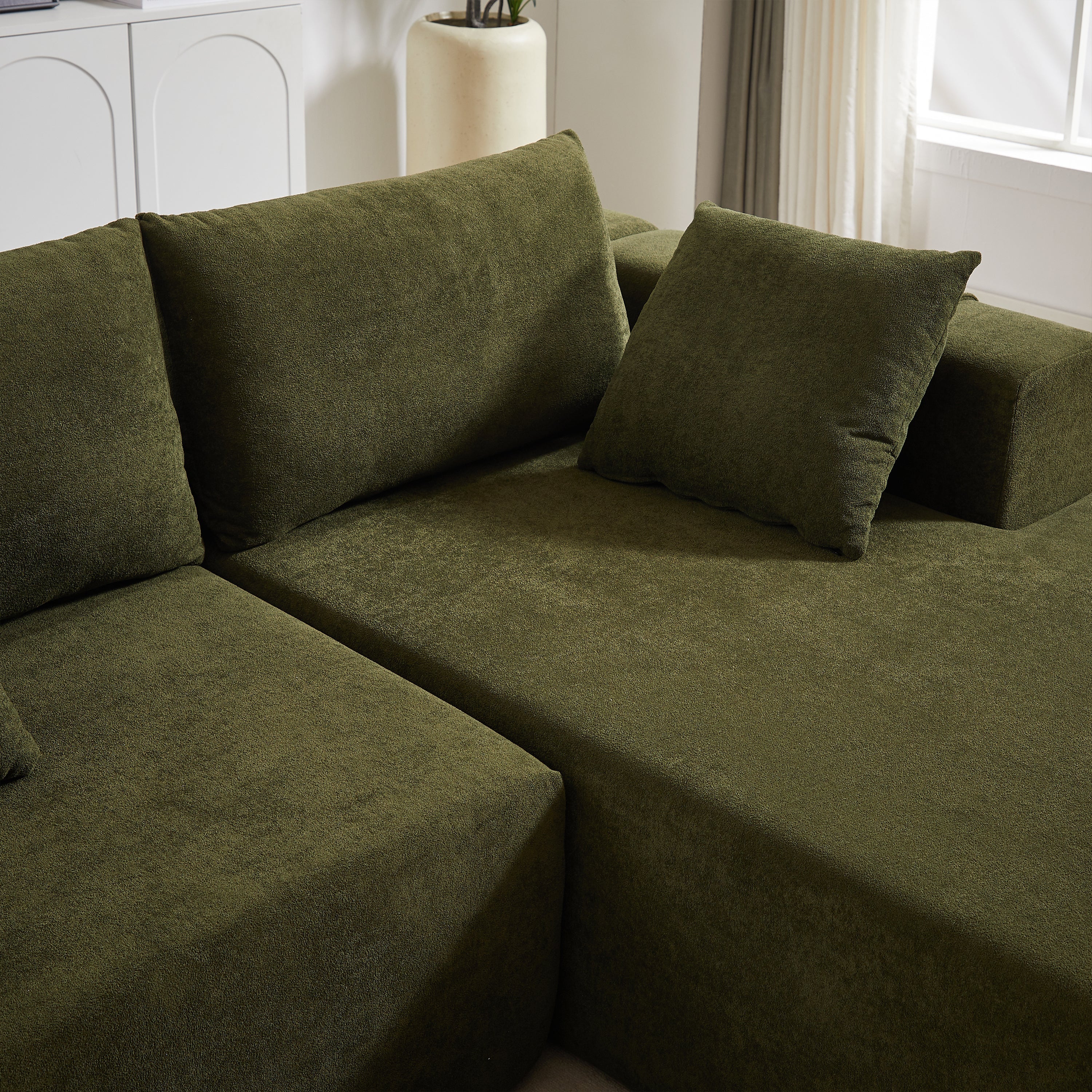 Modern Chenille Upholstered Sectional Sofa Couch Set,Modular 108' L Shaped Sectional Living Room Sofa Set With 6 Pillows,Free Combination Sofa Couch for Living Room,Bedroom(Right Chaise)