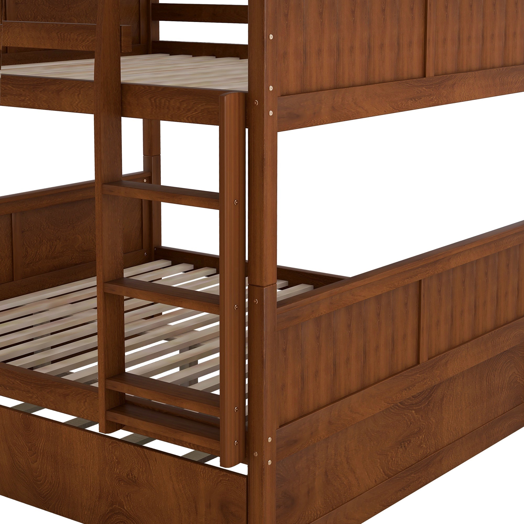 Hearth & Haven Full over Full Bunk Bed with Twin Size Trundle, Walnut