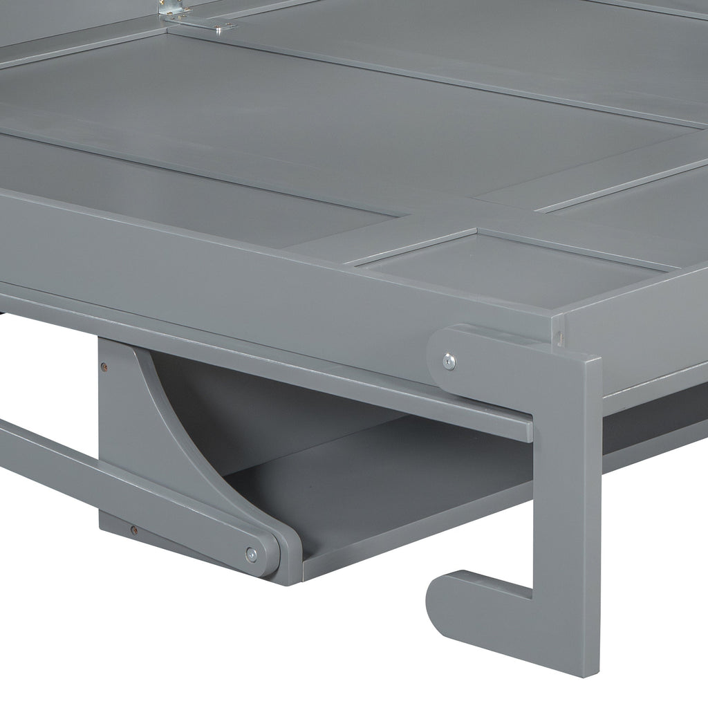 Queen Size Murphy Bed with Hydraulic Lift & Desk Design, Gray(OLD SKU: N820S00033E)