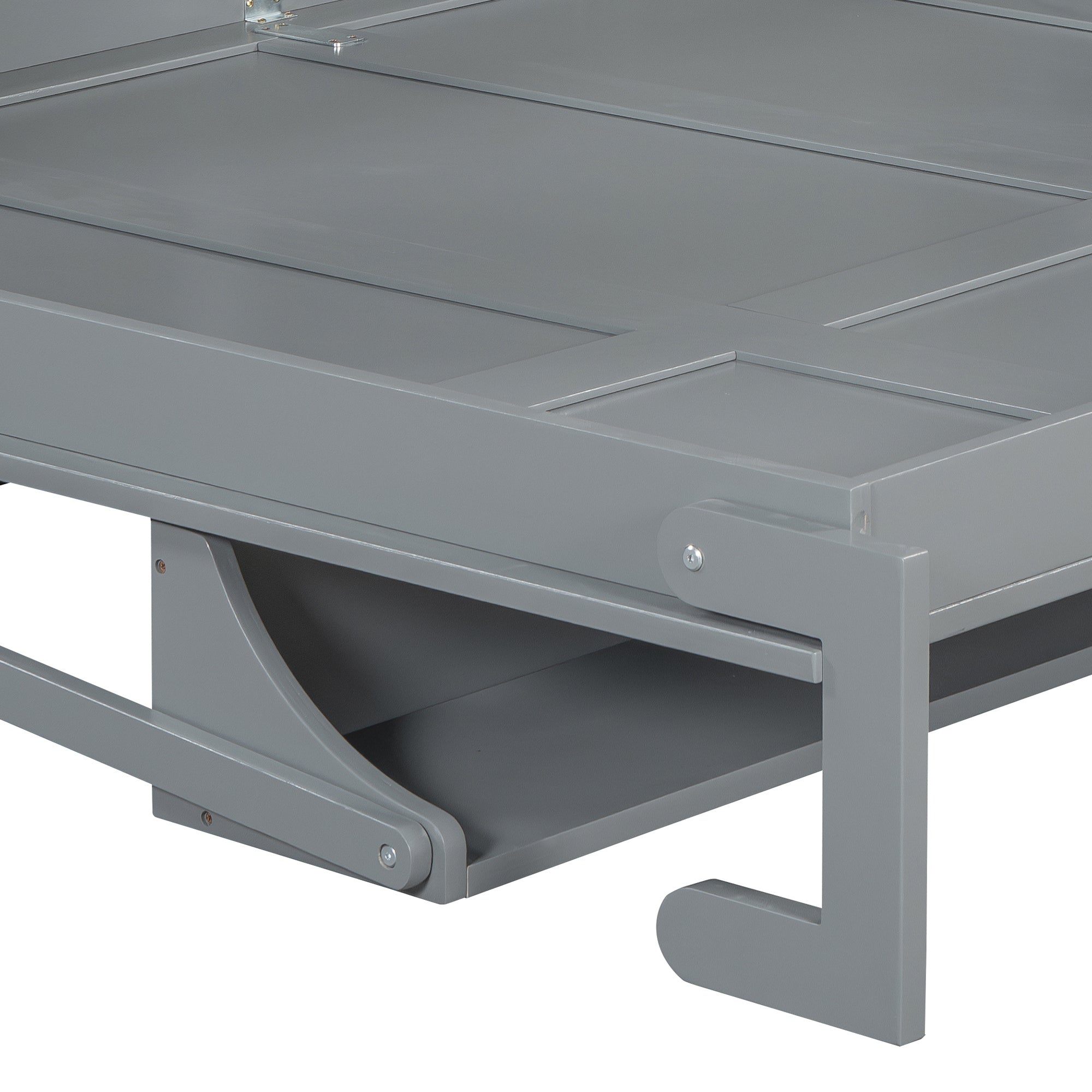 Queen Size Murphy Bed with Hydraulic Lift & Desk Design, Gray(OLD SKU: N820S00033E)