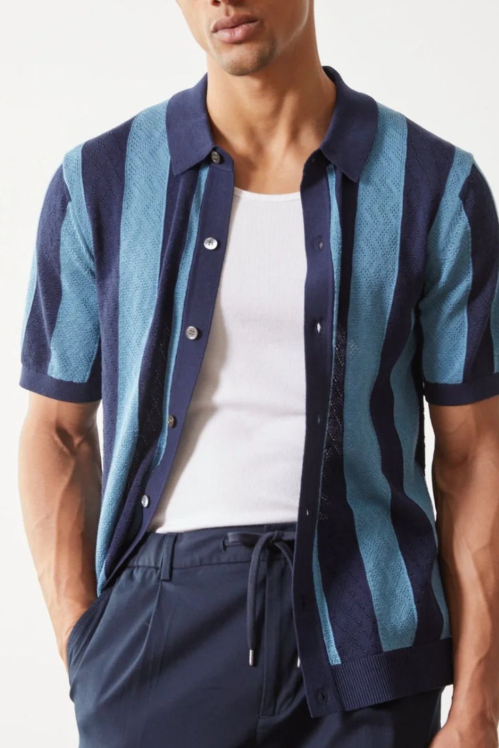Striped Button Down Short Sleeve Shirt