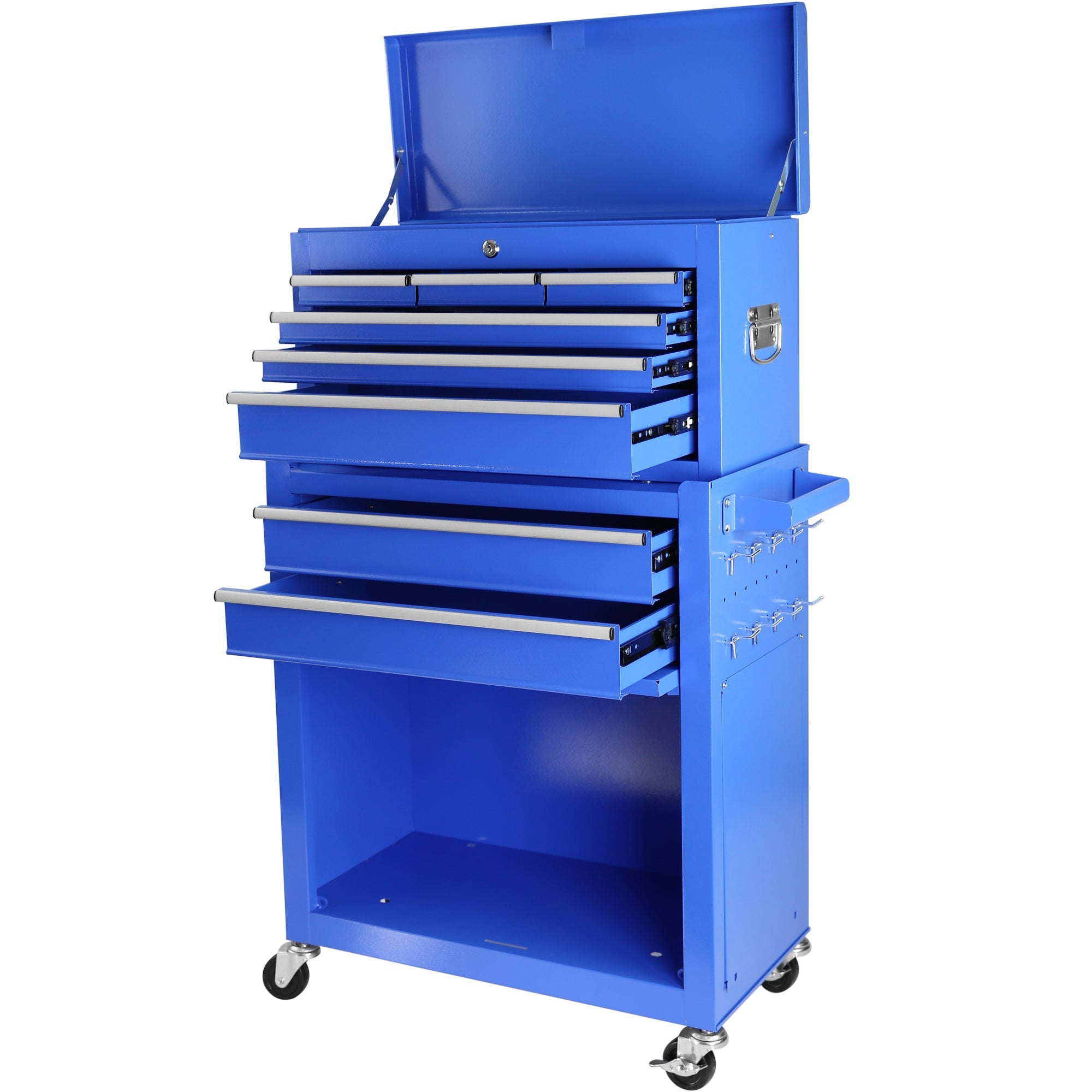 Rolling Tool Chest with Wheels and 8 Drawers, Detachable Large Tool Cabinet with Lock for Garage, Locking Mechanic Tool Cart with Black Liner for Warehouse, Workshop, High Capacity