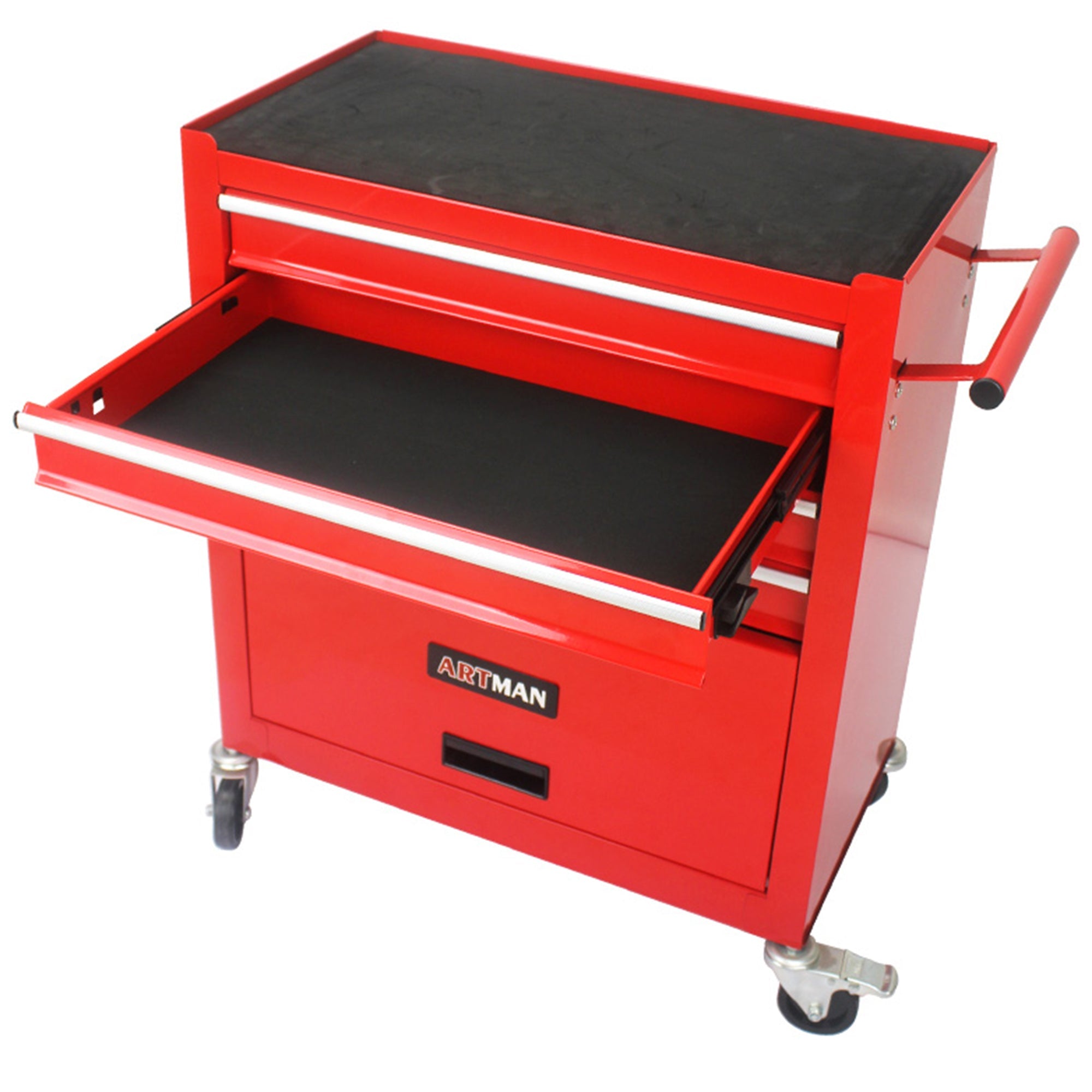 4 DRAWERS MULTIFUNCTIONAL RED TOOL CART WITH WHEELS