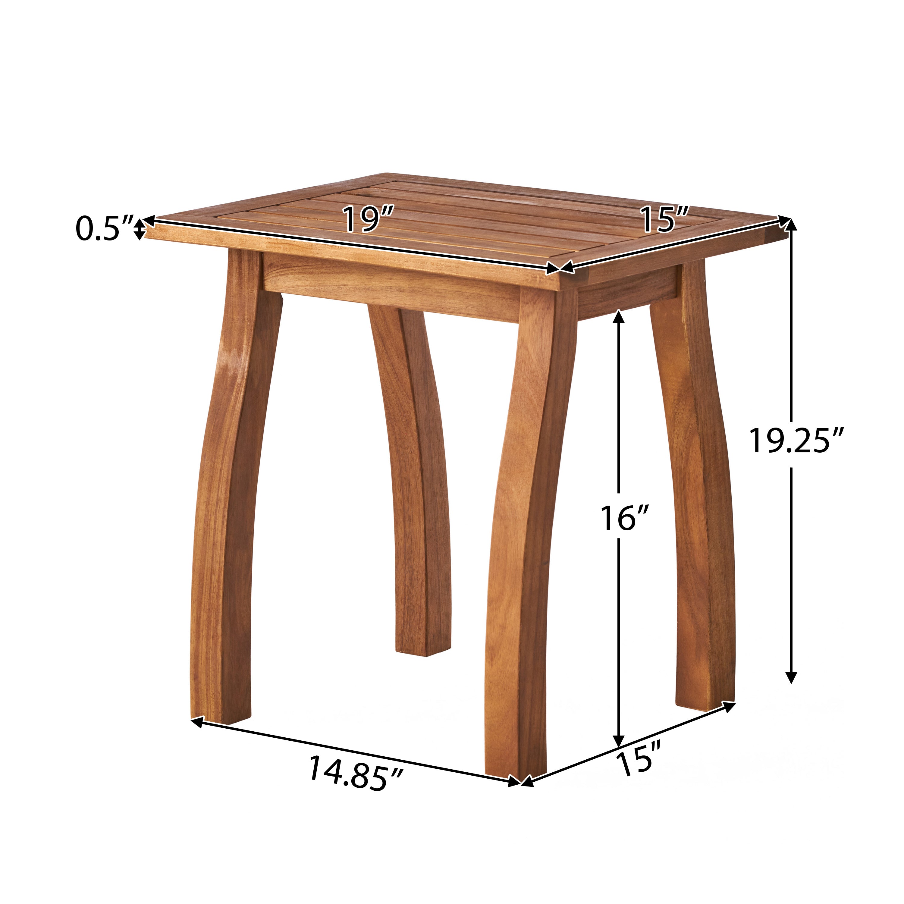 Kinesis Outdoor Side Table with Slatted Top and Wood Frame, Teak