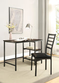 Black Finish 2-Piece Writing Desk Set with Chair Industrial Style Metal Frame Faux Leather Upholstery