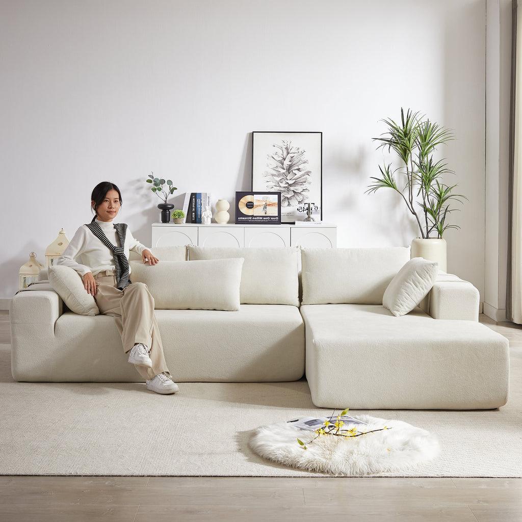 Modern Chenille Upholstered Sectional Sofa Couch Set,Modular 108' L Shaped Sectional Living Room Sofa Set With 6 Pillows,Free Combination Sofa Couch for Living Room,Bedroom(Right Chaise)