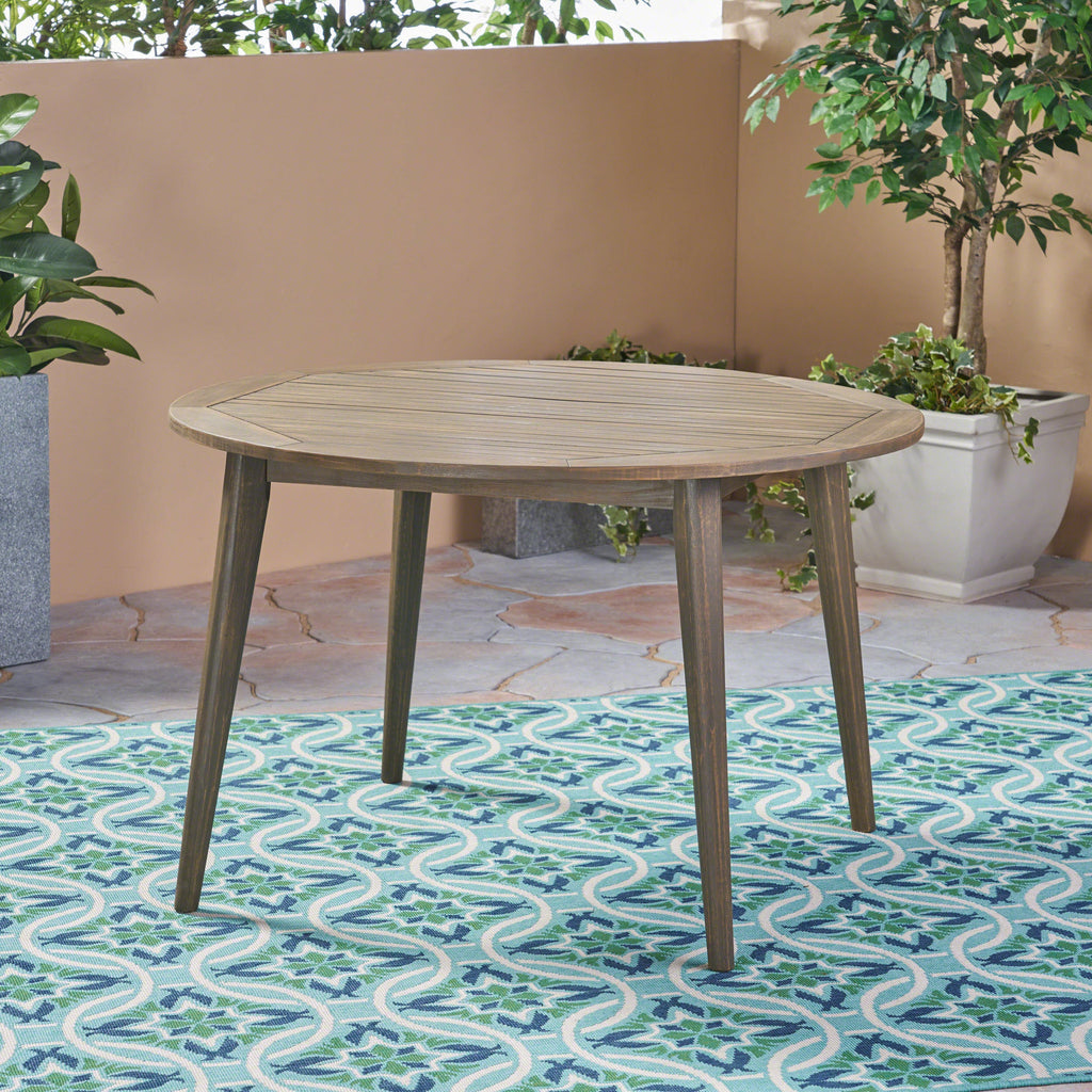 STAMFORD 47 Outdoor Dining Table Modern Design Grey Acacia Wood 47.25 inches