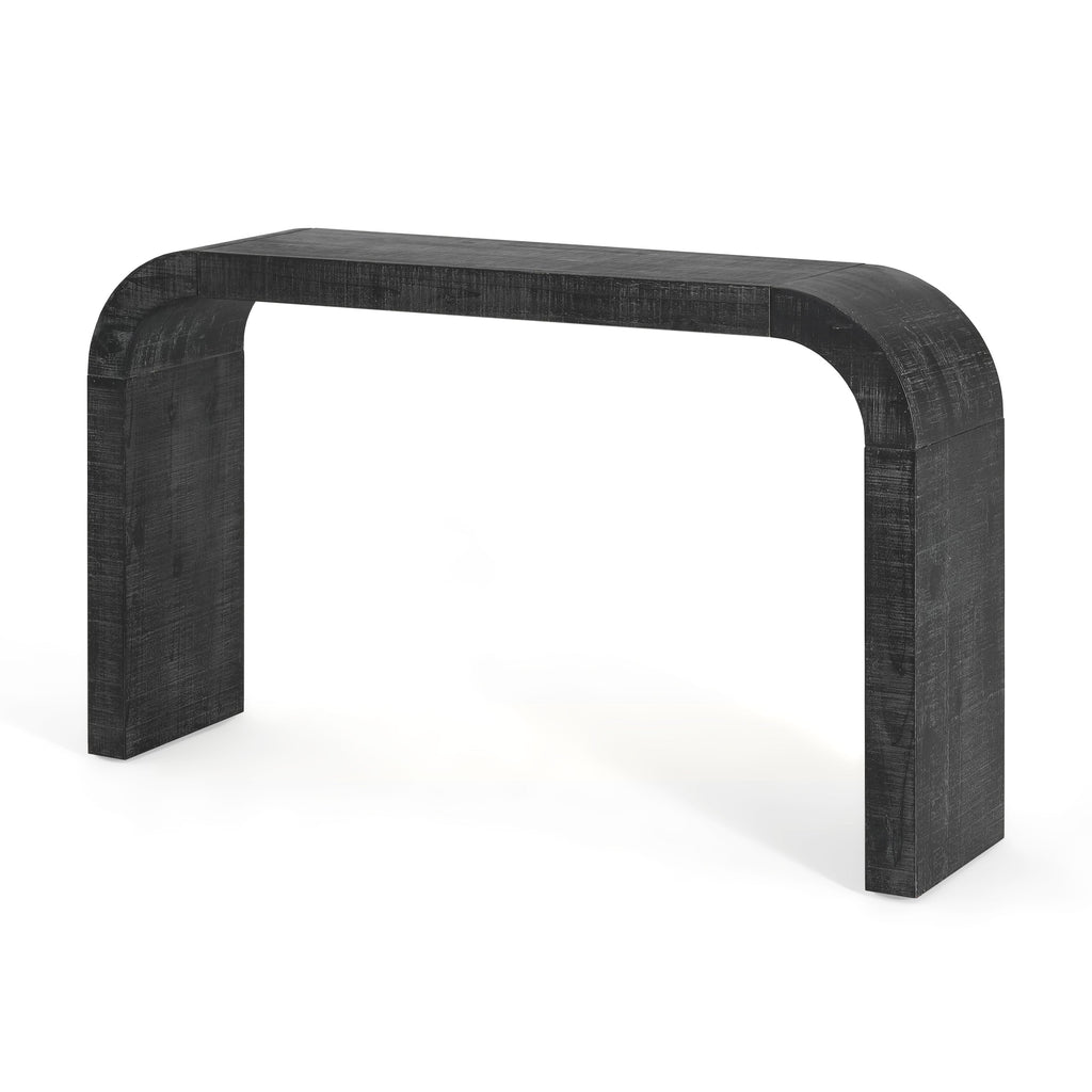 Mirod 52' Wood Console Table with Curved Edge, Natural Texture, Perfect for Entryways and Living Rooms