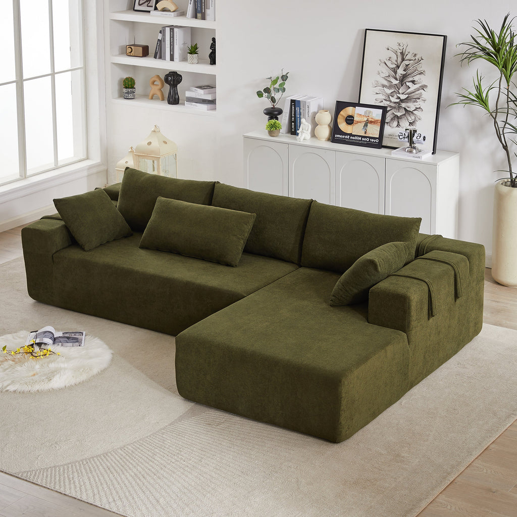 Modern Chenille Upholstered Sectional Sofa Couch Set,Modular 108' L Shaped Sectional Living Room Sofa Set With 6 Pillows,Free Combination Sofa Couch for Living Room,Bedroom(Right Chaise)