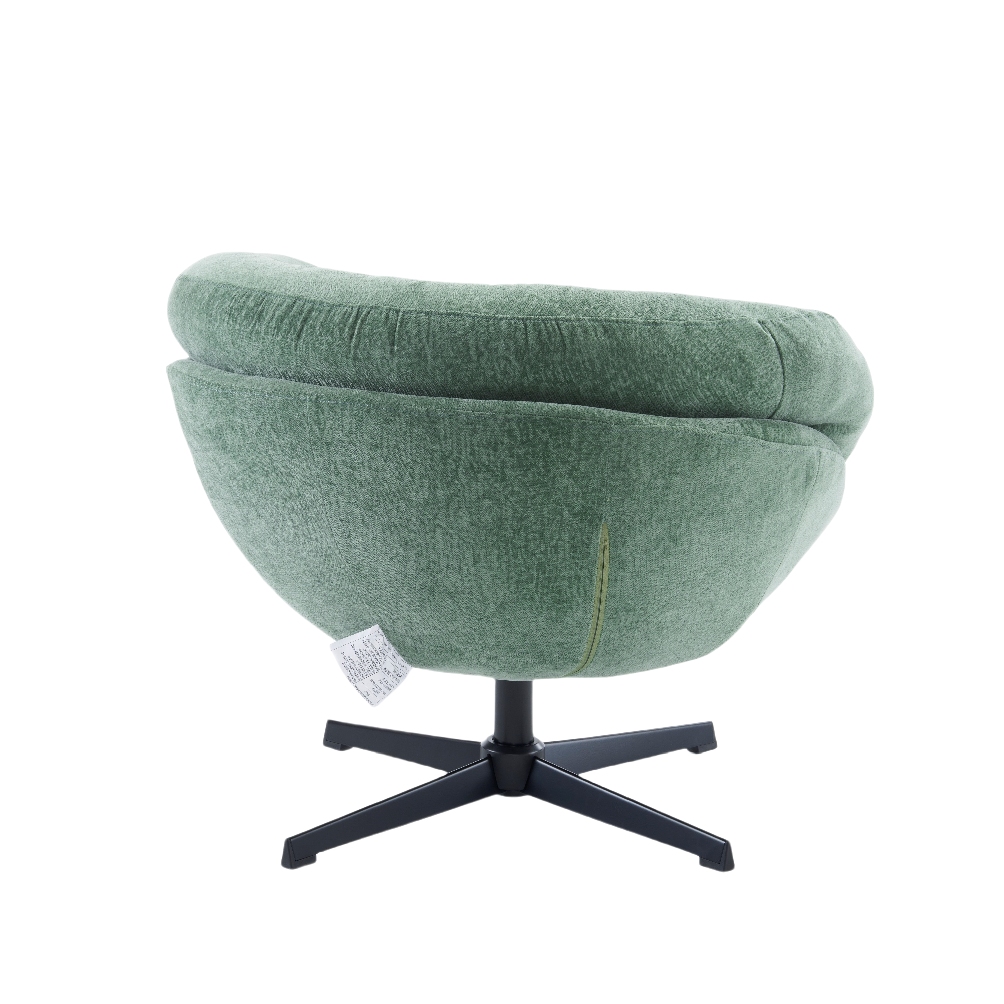 Modern Chenille Office Chair, 360° Swivel Club Chair/Accent Chair with Removable Cushion, Round Office Chair, Black Metal Base, Cotton Material, Living Room, Bedroom, Reading Corner, Office (Green)