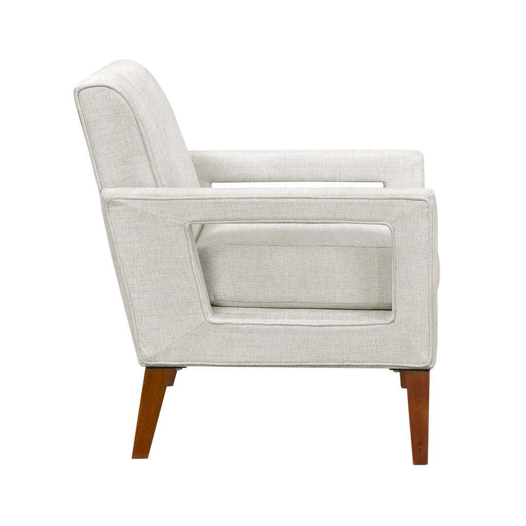 Modern Living Room Chair Beige Chenille Upholstery Pocket Coils Solid Wood Legs Furniture 1pc Armchair
