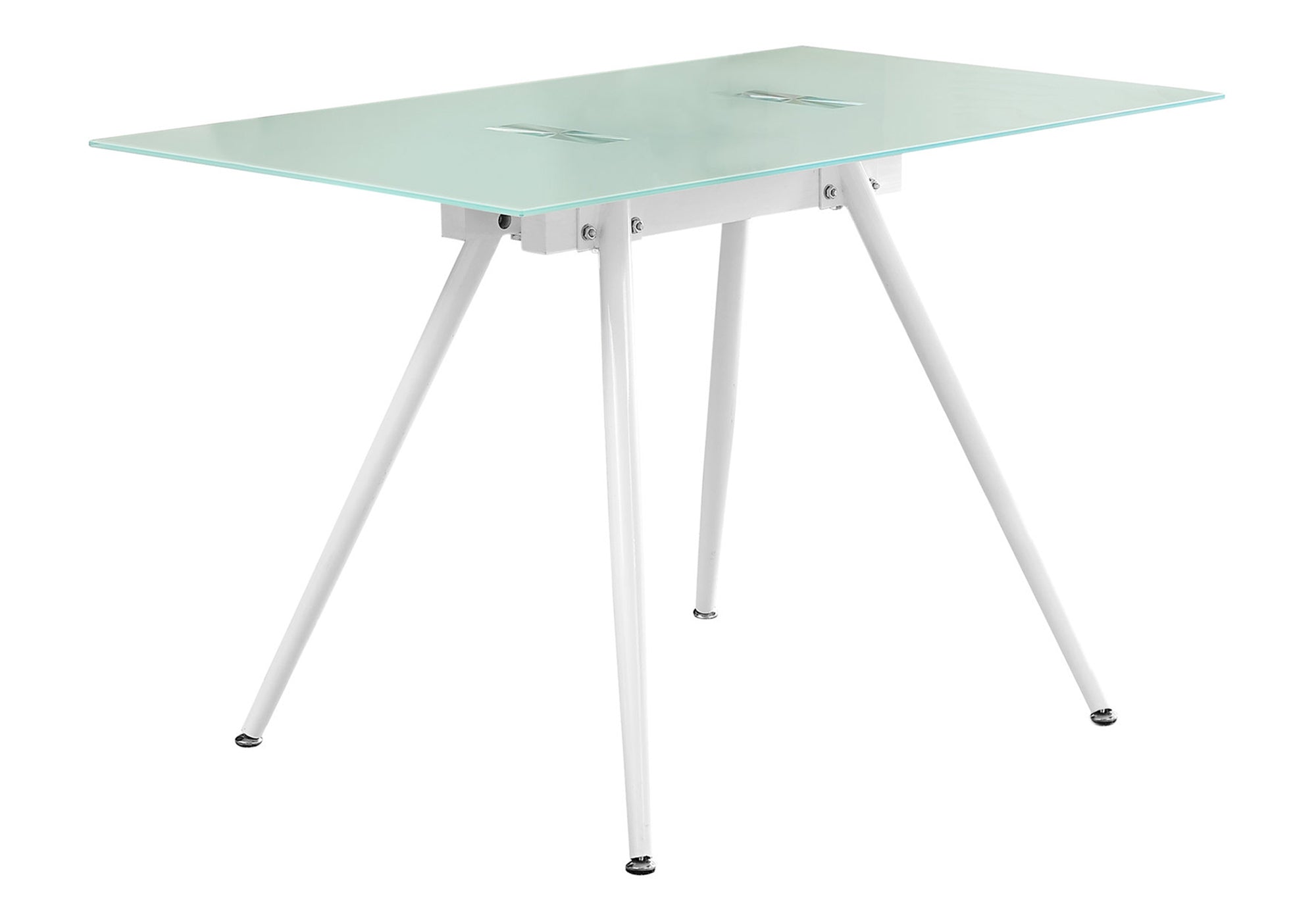 Computer Desk, Home Office, Laptop, 48'l, Work, White Metal, Tempered Glass, Contemporary, Modern
