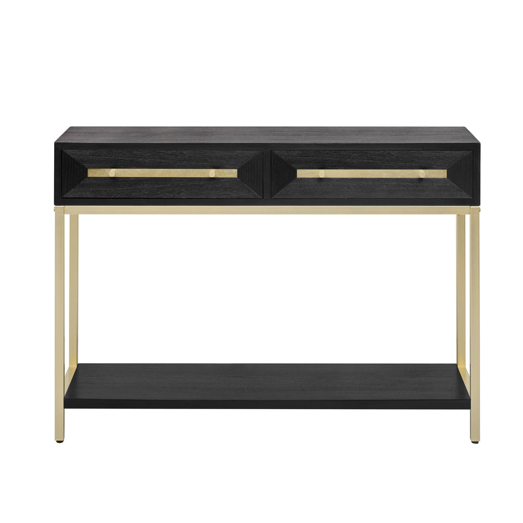 TREXM Entryway Table, Console Table with Two Drawers, Retro Hallway Table with Striking Geometric Design for Entryway and Living Room (Black)
