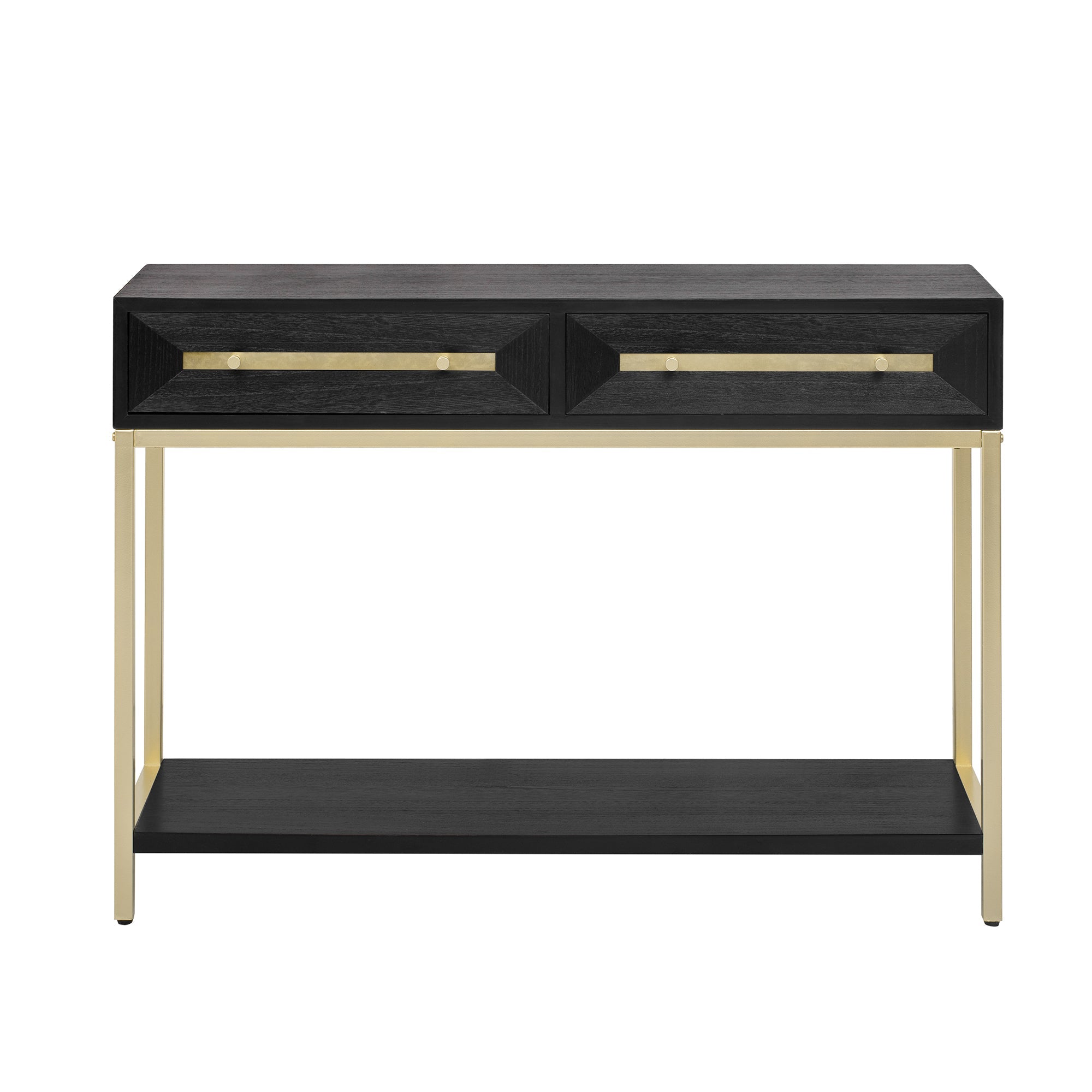 TREXM Entryway Table, Console Table with Two Drawers, Retro Hallway Table with Striking Geometric Design for Entryway and Living Room (Black)