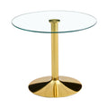 Modern Minimalist Round Dining Table with Glass Top and Gold Metal Legs, 35-Inch Diameter