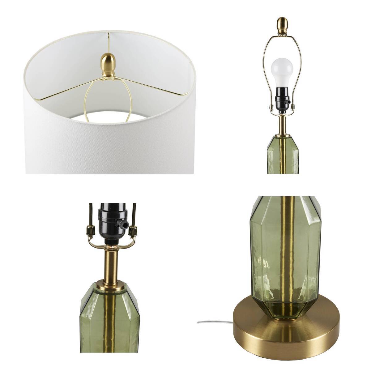 Faceted Green Glass Table Lamp Green See below
