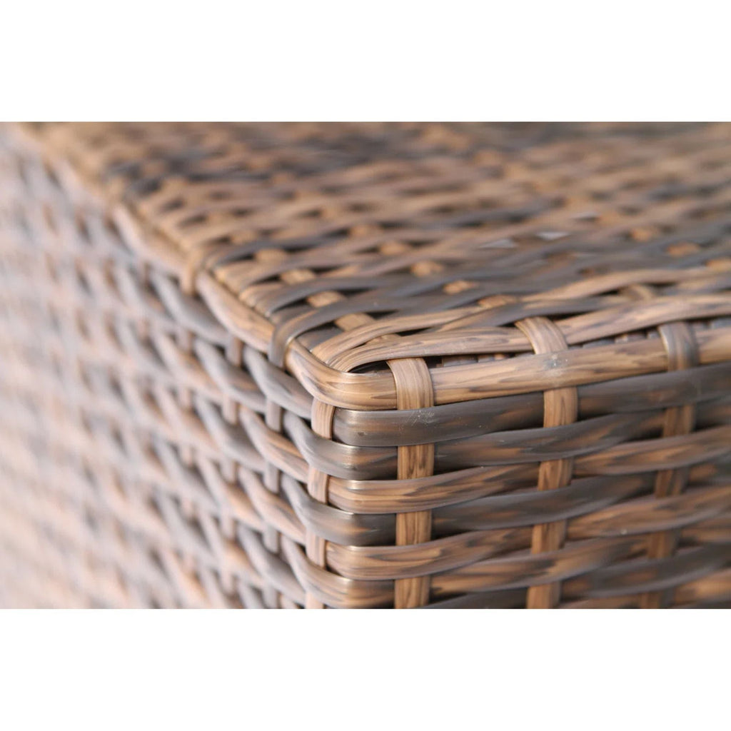 Espresso Wicker Outdoor Side Table with Drink Holders and Powder-Coated Aluminum Frame